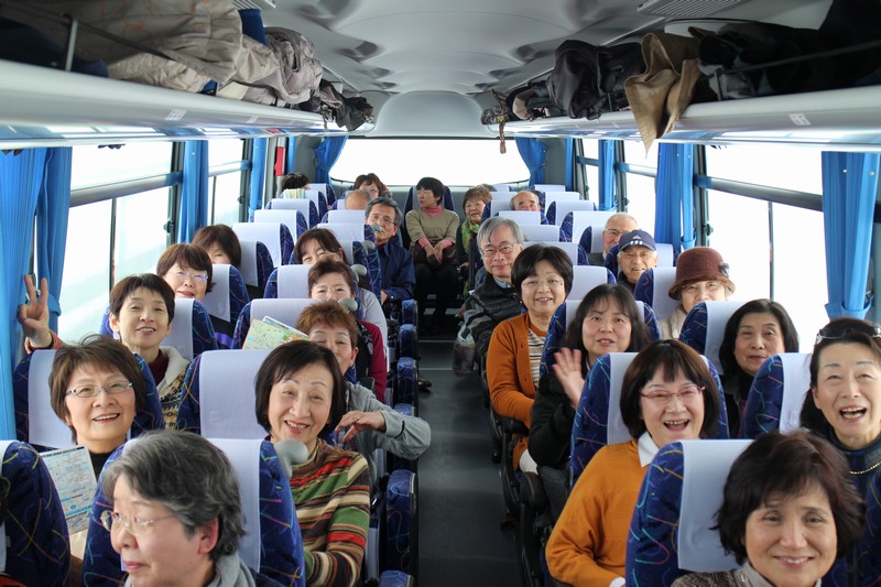 2015年3月金沢研修旅行バスの車内